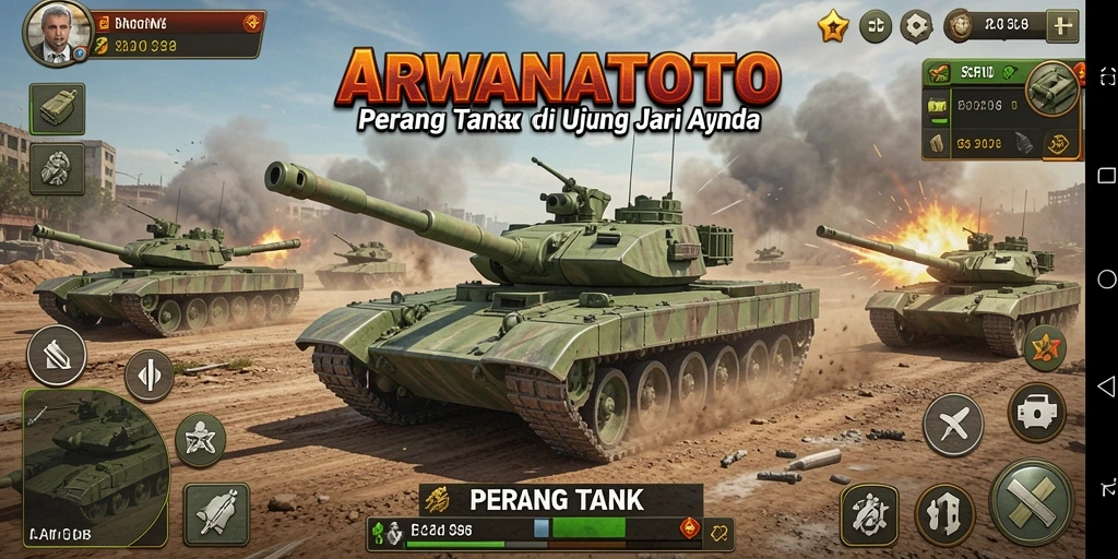 Tangkapan layar ARWANATOTO menampilkan aksi pertempuran tank yang mendebarkan.