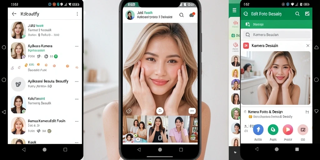 Antarmuka aplikasi JJ62 dengan fitur beautify yang menarik.