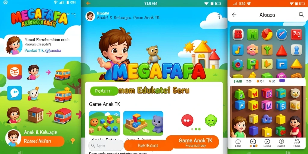 Antarmuka menarik dengan berbagai permainan edukatif untuk anak-anak.